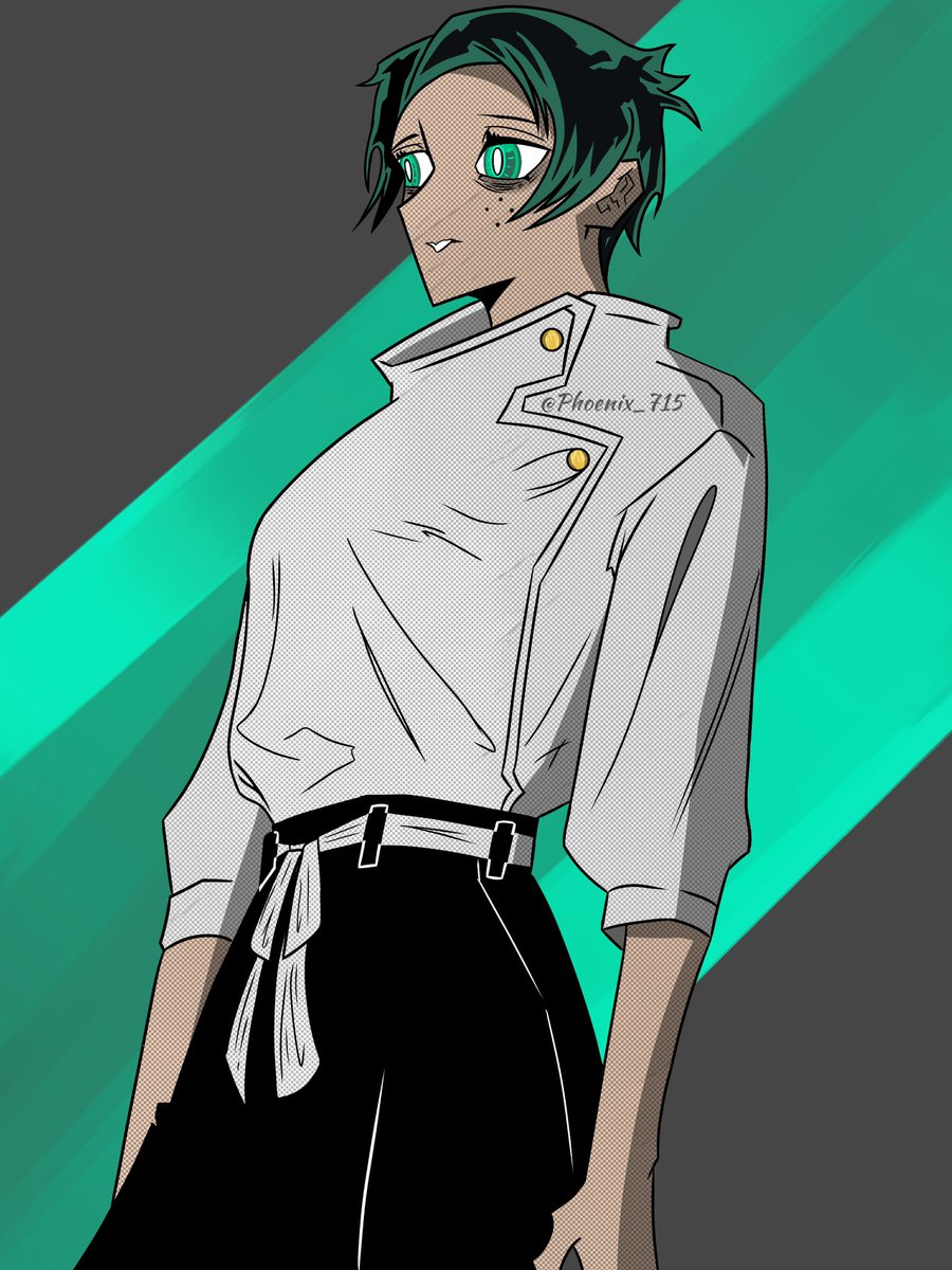 Phoenix_715's tweet photo. Fem Izuku as Yuta Okkotsu, yup that’s it.
#Mha https://t.co/QByuS3rPxm