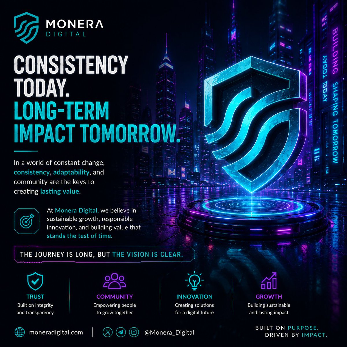 OMOxRAGE's tweet photo. In a world where trends change overnight, consistency remains one of the most valuable assets.

Projects that continue building through challenges, adapting to change, and supporting their communities are the ones that create lasting impact.

@Monera_Digital believes in sustainable growth, responsible innovation, and creating value that extends beyond short-term success.

The journey is long, but the vision is clear. 🚀

#MoneraDigital #Technology #Growth