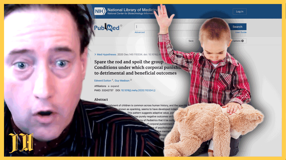 jollyheretic's tweet photo. ⁠I did a huge study to see if spanking harms kids. You'll never guess what I found.

Link to the video in the replies! https://t.co/6avpkFsXw0