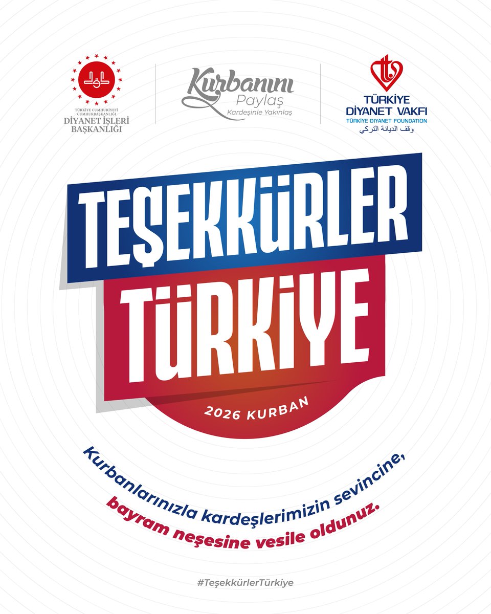 DiyanetVakfi's tweet photo. Kurbanlarınızla kardeşlerimizin sevincine, bayram neşesine vesile oldunuz.

#TeşekkürlerTürkiye https://t.co/HMyFcT19vE