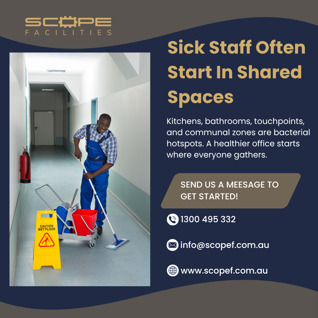 au_scope's tweet photo. Break rooms. Bathrooms. Shared desks. Kitchens.

🦠 Protect your workplace with targeted hygiene cleaning.

📞 1300 495 332 | 💻 https://t.co/D4C9WfC1YS | 📧 info@scopef.com.au

#WorkplaceHygiene #CommercialCleaning #HealthyOffice #OfficeCleaning #FacilityManagement https://t.co/3NhjrK6RRh
