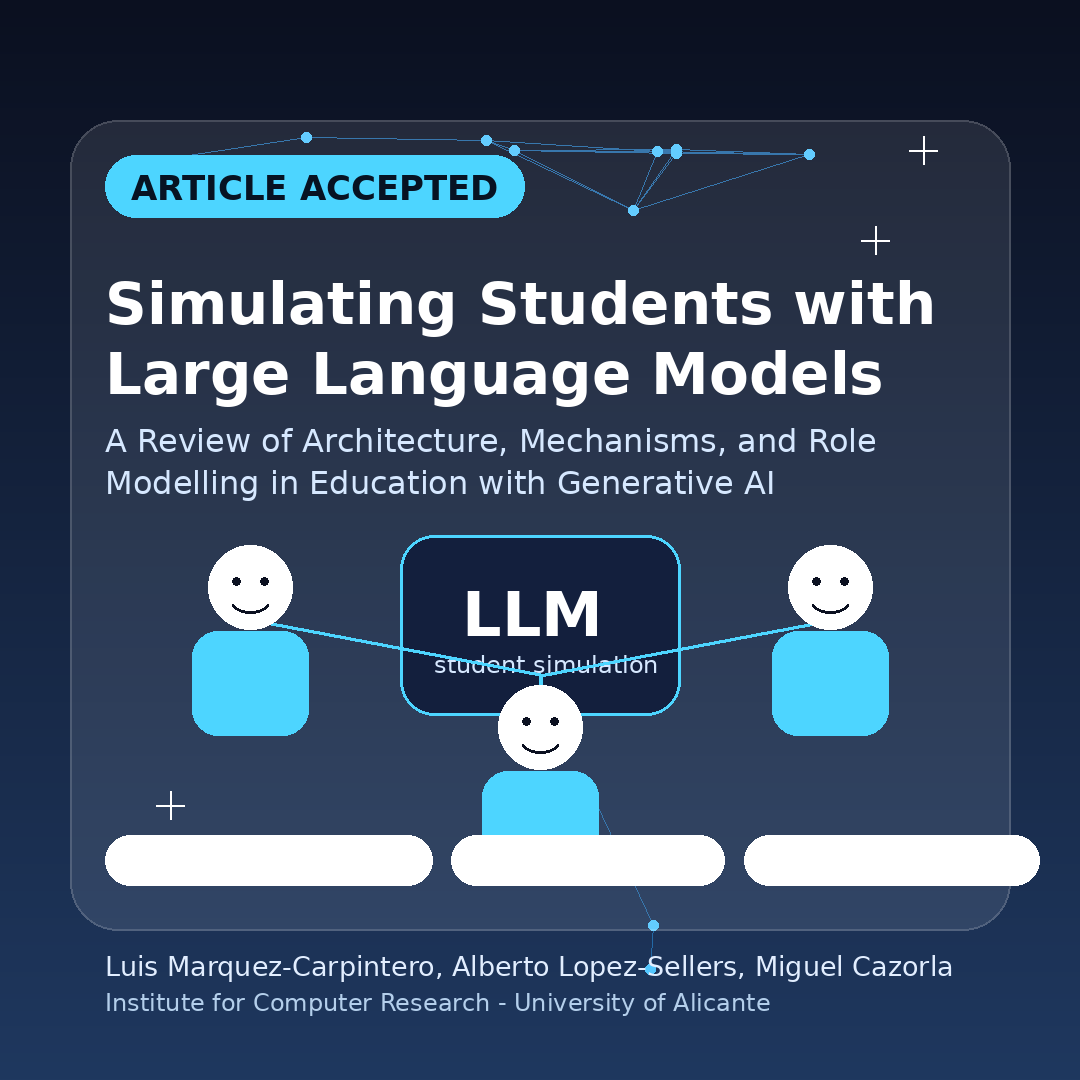 RovitLab's tweet photo. 🎉 Article accepted!

Our paper “Simulating Students with Large Language Models” reviews how LLMs can simulate students, learner profiles and classroom dynamics to support educational research, instructional design and teacher training.

#AIinEducation #LLMs #GenerativeAI #EdTech https://t.co/Im5IIINyI5