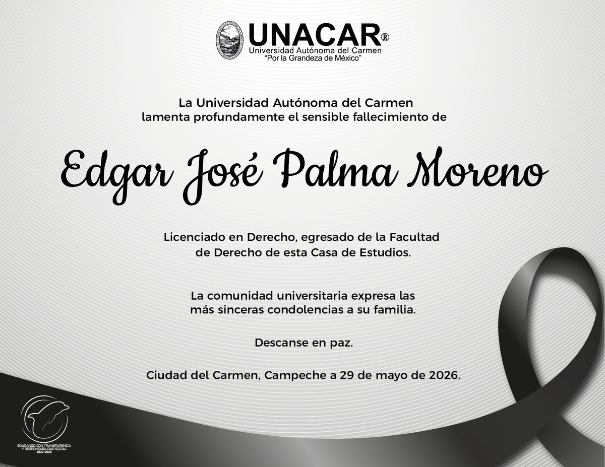 UNACAR's tweet photo. La comunidad universitaria de la @UNACAR desea pronta resignación a toda su familia en este momento tan doloroso. https://t.co/lH3nhdJoqt