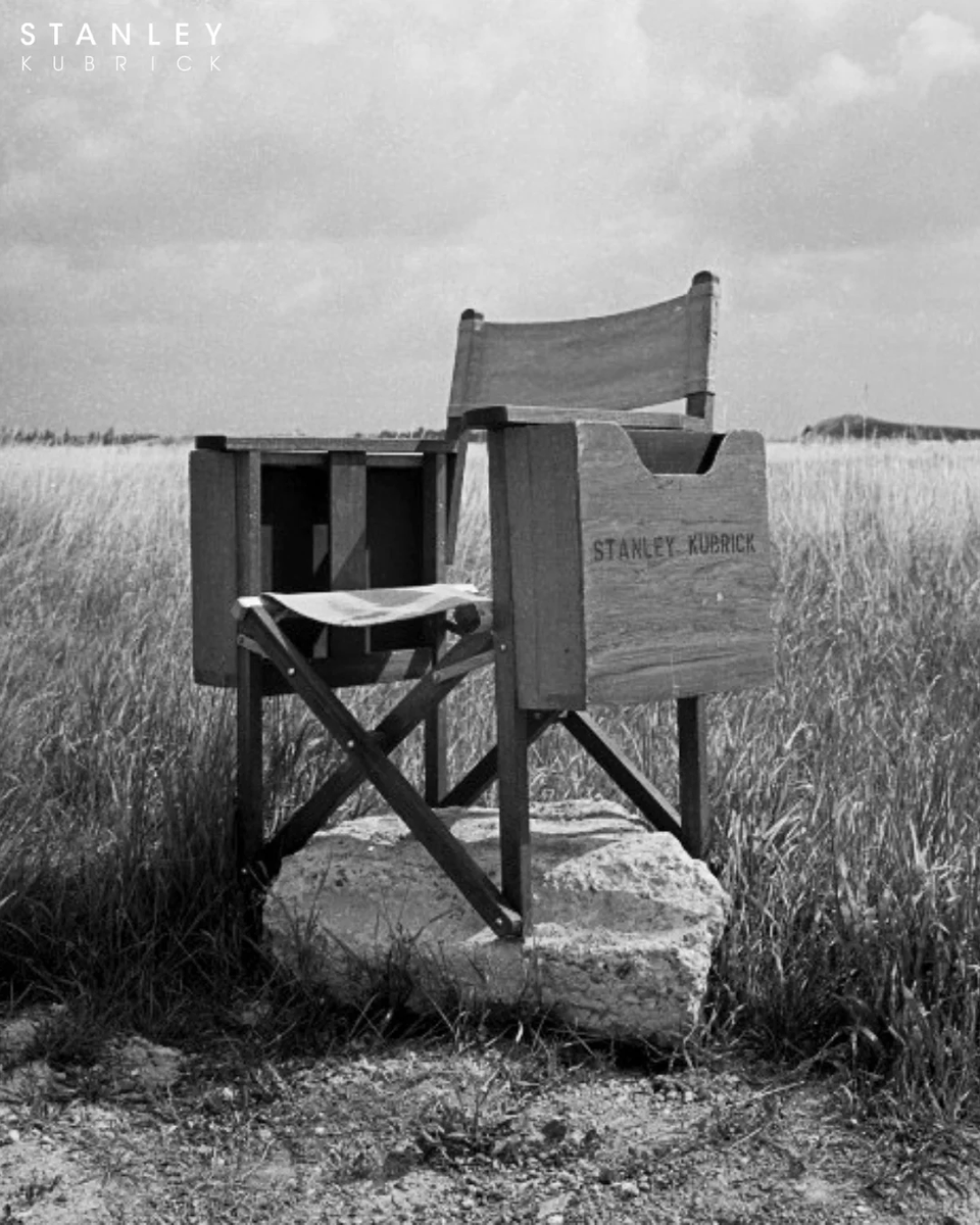 KubrickPoint's tweet photo. Stanley Kubrick's Director's Chair, across the years. https://t.co/n3Bh8pl6pn