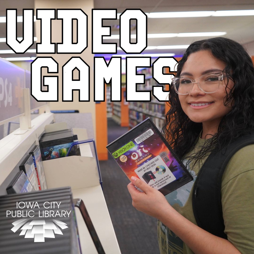 ICPL's tweet photo. Did you know ICPL offers video games for several consoles? Check out games for Nintendo Wii U, Nintendo Switch, Xbox 360, Xbox One, Playstation 3, Playstation 4, and Playstation 5 on our catalog or on the first floor of the Downtown Library. https://t.co/aApGGKD7oG https://t.co/fKDYufkrmo
