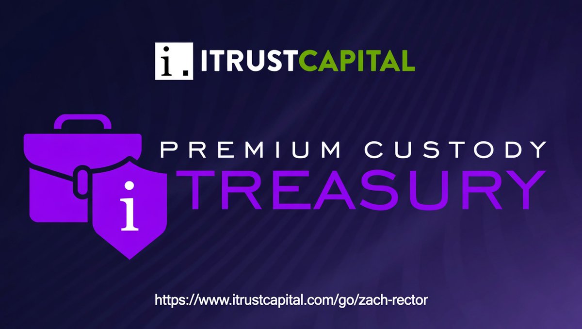 ZachRector7's tweet photo. iTrust Capital Treasury Accounts are here! ✅

A secure, FREE institutional-grade solution designed to give businesses, trusts, and nonprofits direct access to buy, sell, and custody crypto as part of their treasury strategy.

$100 funding bonus below! 💰 https://t.co/mn8X9TbHzV
