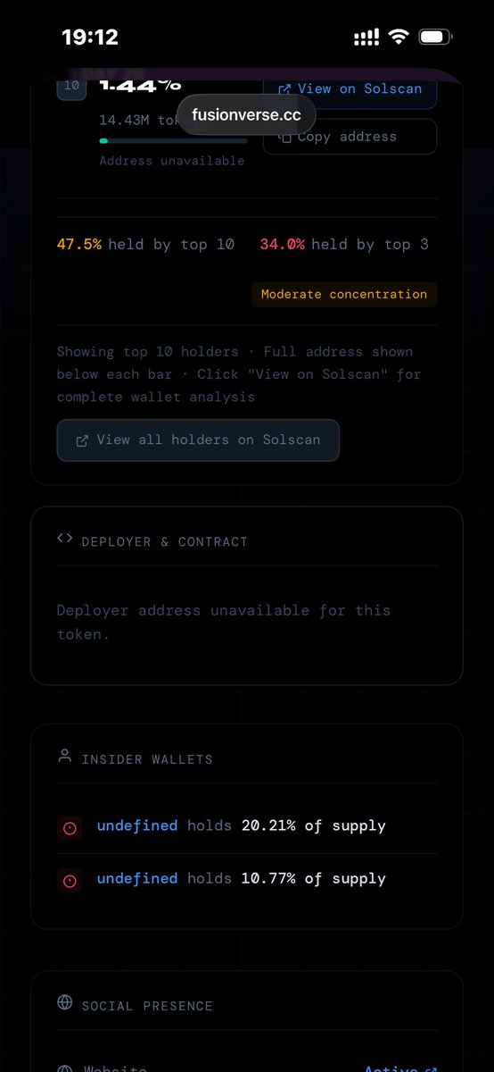 fusionverse01's tweet photo. Just checked this

Love the wallet concentration feature 

Most people don’t really know much about this 

You can know how the supply are split and how concentrated it is https://t.co/z83shZmyBN