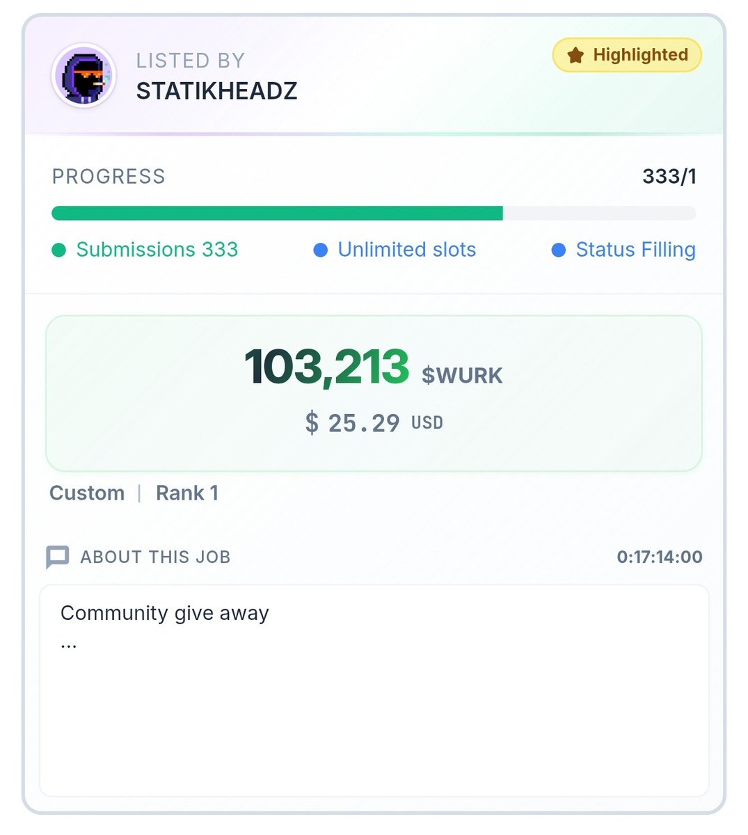 RkPani2002's tweet photo. You can complete and earn from doing little tasks on @WURKDOTFUN 

• Link:  https://t.co/5ByJFvRxYX
• Connect sol wallet 
• Connect x 
• Head to job and complete available jobs to earn $WURK (swappable to sol) https://t.co/brPBhAaFHS