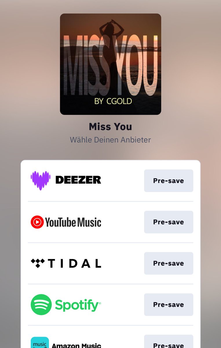 CGOLD_Music's tweet photo. My new track “Miss You” is now open for presave 🎧✨
Save it on your favorite platform —
Release date: 19th June 2026
👉 https://t.co/aMOxc2U12Z

#music #melodicedm #electropop #synthpop #EDM #newmusic #spotify #playlist https://t.co/5sZxlWWWGf