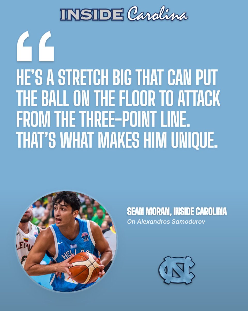 InsideCarolina's tweet photo. NEW: Alexandros Samodurov will bring a high level of skill to the Carolina frontcourt.

Learn all about Samodurov's recruitment, game, and fit from our expert analysts.

Read: https://t.co/QvgA9dsukb https://t.co/QuGki4aiOA