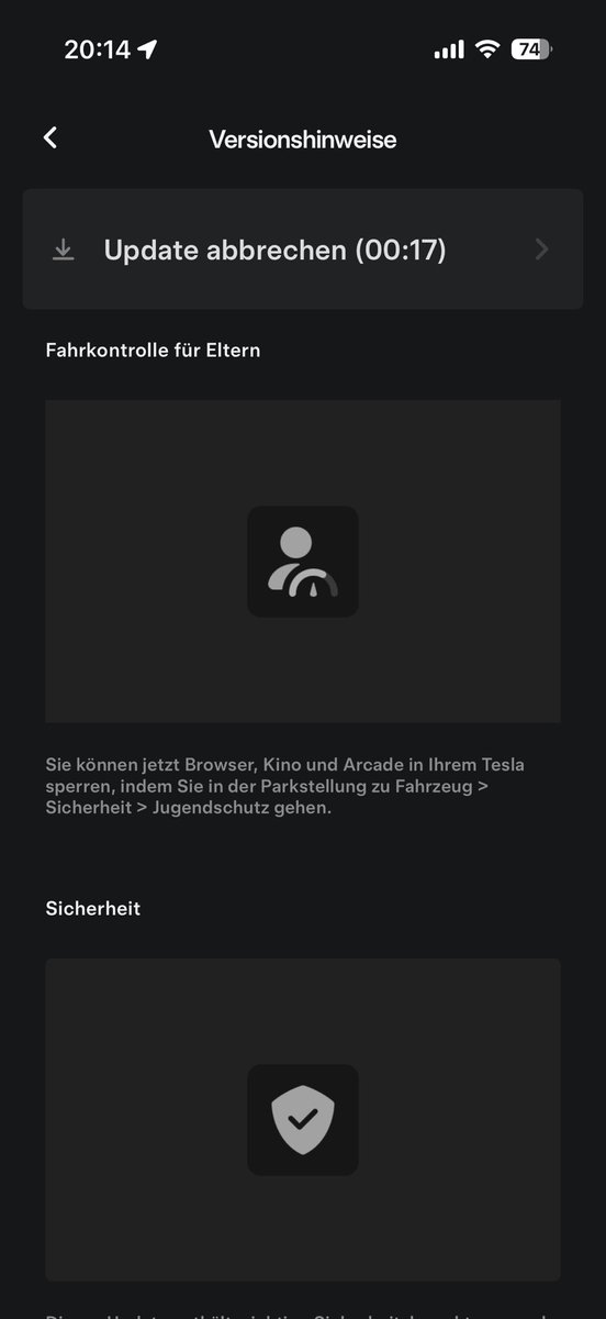 strhalter's tweet photo. @NotATeslaApp 
2026.20 rolling out in Germany. Parental control for Cinema and arcade and security fixes https://t.co/Qe8u5OKvQq
