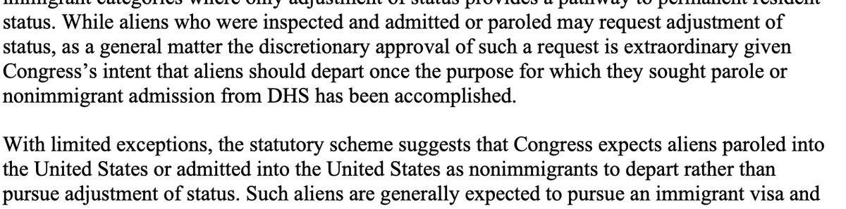 David_J_Bier's tweet photo. "The green card applicant self-deportation memo doesn't really say that adjustment of status is only for extraordinary cases." No, it literally does. The press release and the memo did actually match. And USCIS's ad hoc soft-peddling how terrible it is doesn't change that.... https://t.co/ovXzb2Y7rv