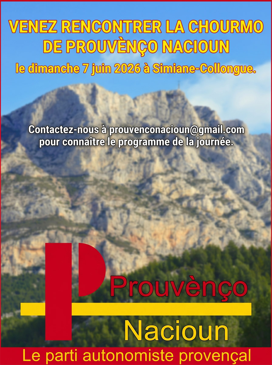 PNacioun's tweet photo. Vous êtes écoeurés par les partis politiques traditionnels qui se préocupent de leurs intérêts plutôt que de l'intérêt général ?
Nous vous donnons rendez-vous le dimanche 7 juin 2026 à Simiane-Collongue, entre Aix et Marseille.

#Prouvènço #Provence #PACA #RegionSud #Politique https://t.co/vIptTIJRPM