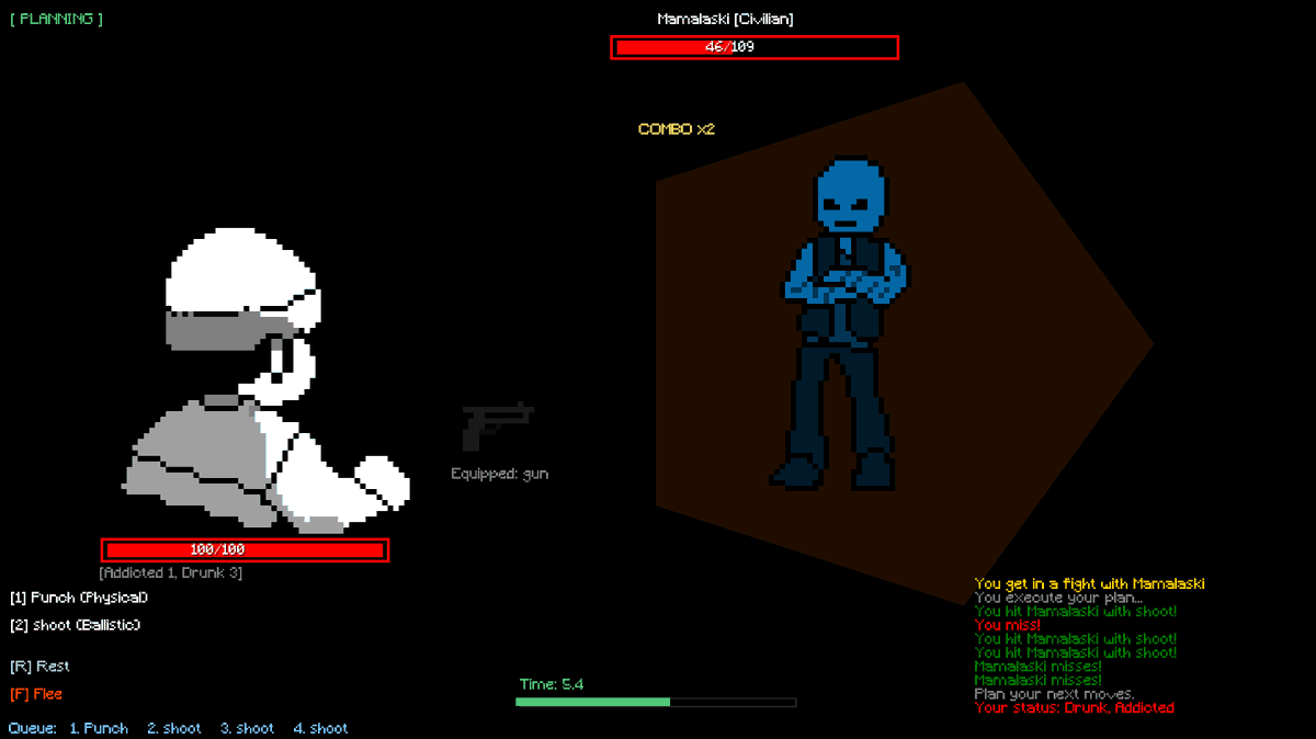 SatoDevs's tweet photo. Combat is still rough, but more interesting than before, equipment is now visible on the player and affects stats, sprite sorting now allows for bigger visual elements, difficulty levels are in, I'm now adding sound effects 
#gamedev #monogame #pixelart #indiedev https://t.co/hdca0cjVin