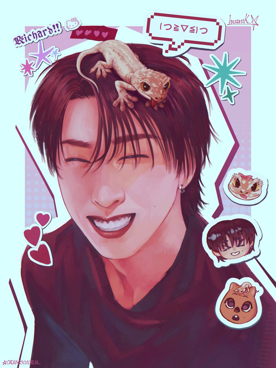criimsonhua_'s tweet photo. hannie and richard!! 🐿️🎀🦎

#hanjisung #straykidsfanart https://t.co/zsED1o8RD9