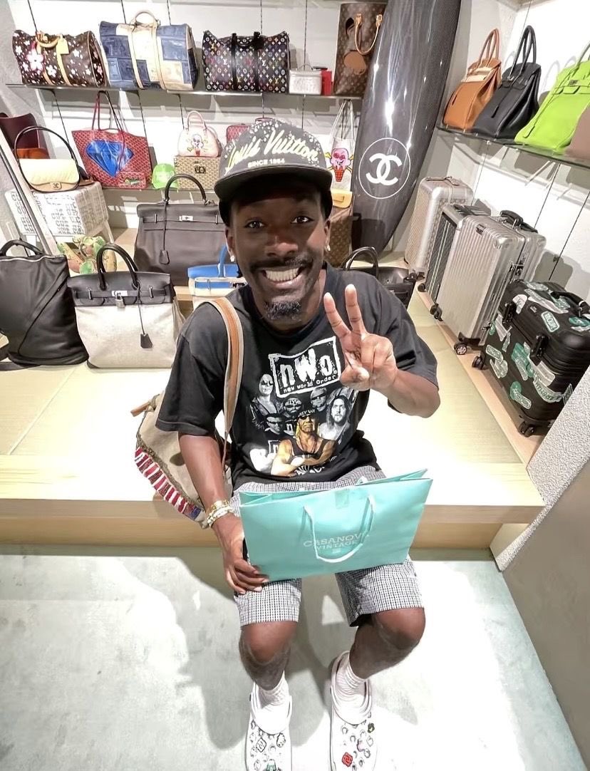 DodoFits's tweet photo. BruceDropEmOff wearing Louis Vuitton SS22 Virgil Abloh Crystal Script Cap valued at over $10,000 https://t.co/2SJyKOReM3