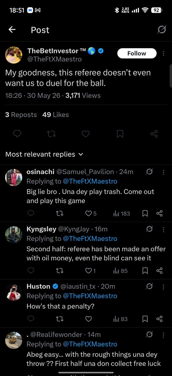 Samuel_Pavilion's tweet photo. @LifeofAdunni Make I no comment. The last one I did. @TheFtXMaestro
 block me because he dey feed me 😂😂😂 https://t.co/TBQUL1iAJJ