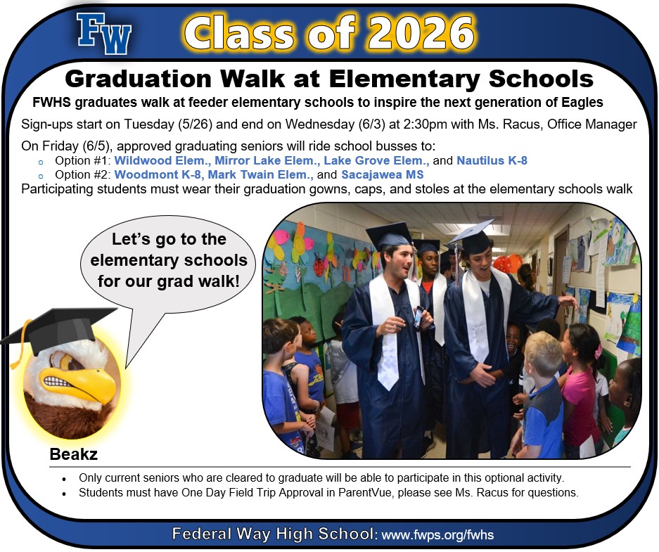 federalwayhigh's tweet photo. FWHS Graduation Walk at Elementary Schools https://t.co/ZHSHLjXcUH