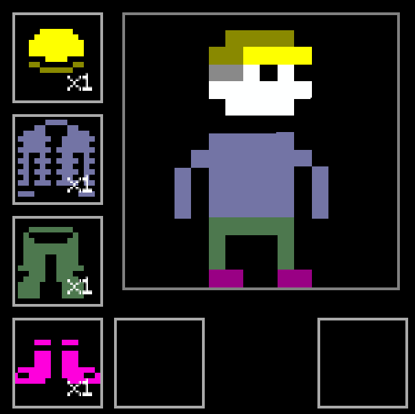 SatoDevs's tweet photo. Combat is still rough, but more interesting than before, equipment is now visible on the player and affects stats, sprite sorting now allows for bigger visual elements, difficulty levels are in, I'm now adding sound effects 
#gamedev #monogame #pixelart #indiedev https://t.co/hdca0cjVin