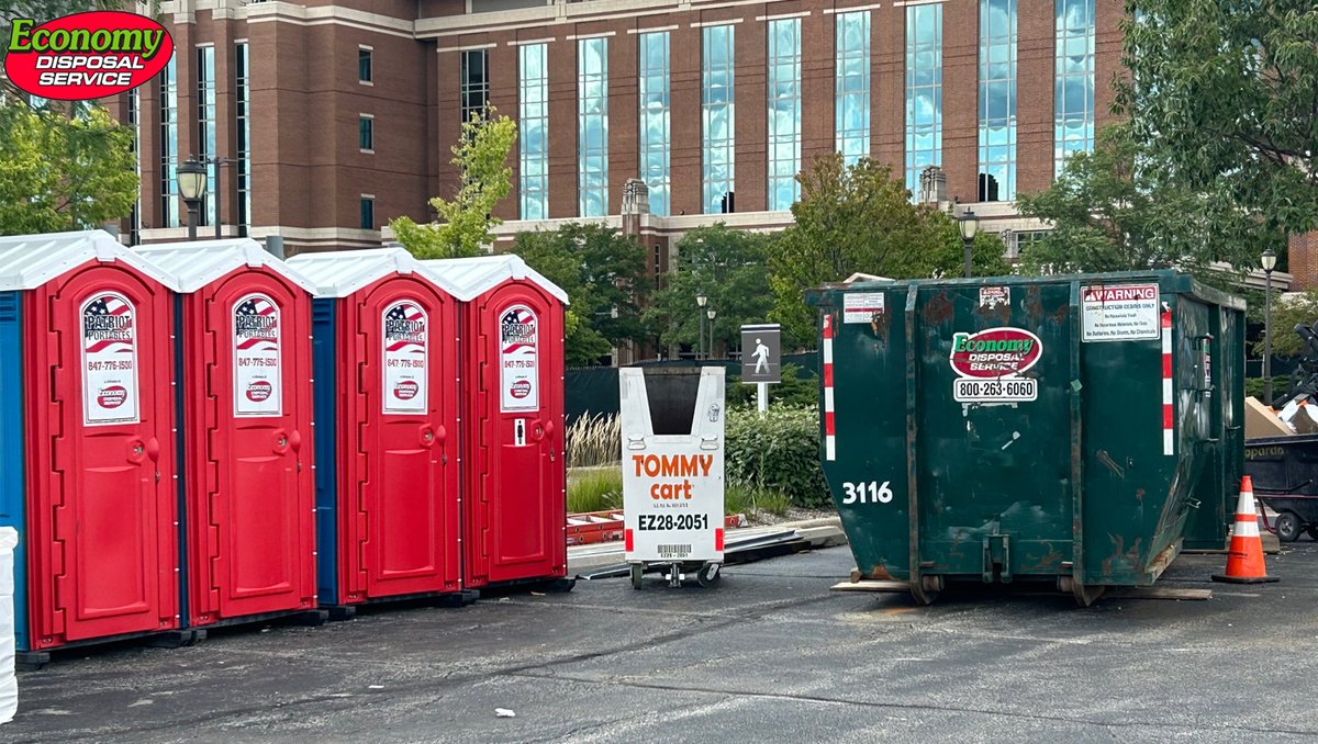 EconomyDisposal's tweet photo. Managing a larger event or an extended project? Pair your #PortaPotty rental with our dumpster units to keep waste and sanitation handled professionally. Contact Economy Disposal to bundle your rentals! https://t.co/oZV7pLJYWR https://t.co/pbplH5K3WO