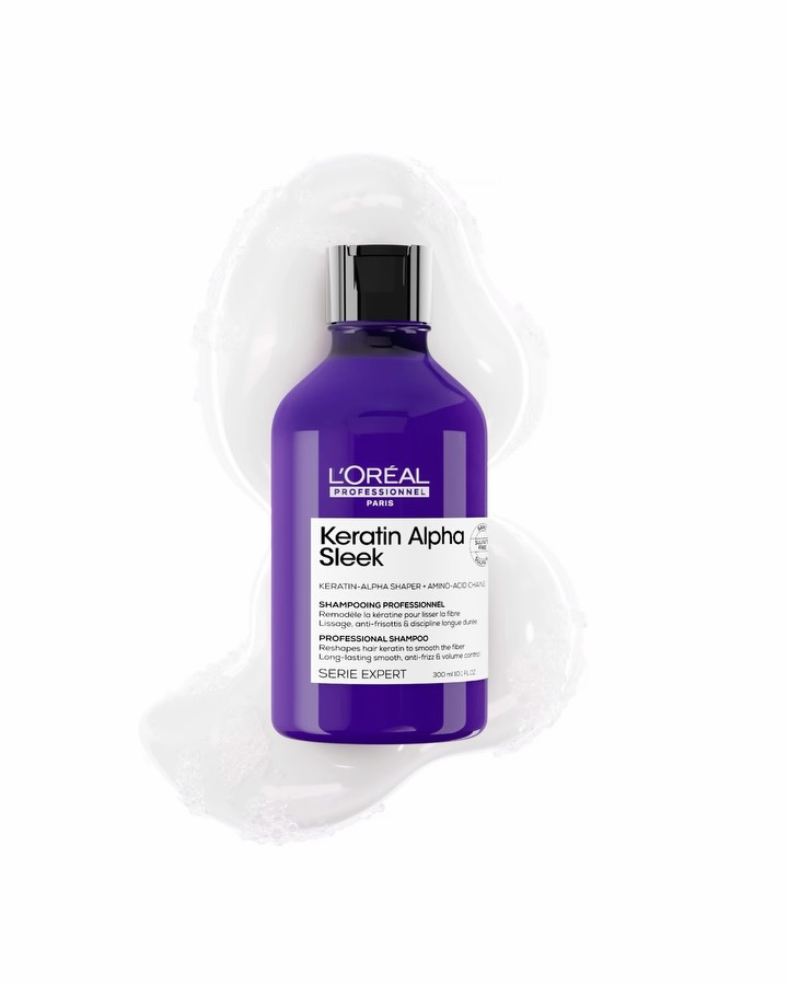 lorealpro's tweet photo. How to use the Keratin Alpha Sleek routine for long-lasting smoothness? 💜

Follow these steps to unlock sleek, controlled, glass-like hair – from the inside out.

Step 1: Cleanse.
Start with Keratin Alpha Sleek Shampoo to purify and prepare the fiber... https://t.co/0lq5DOgMtd