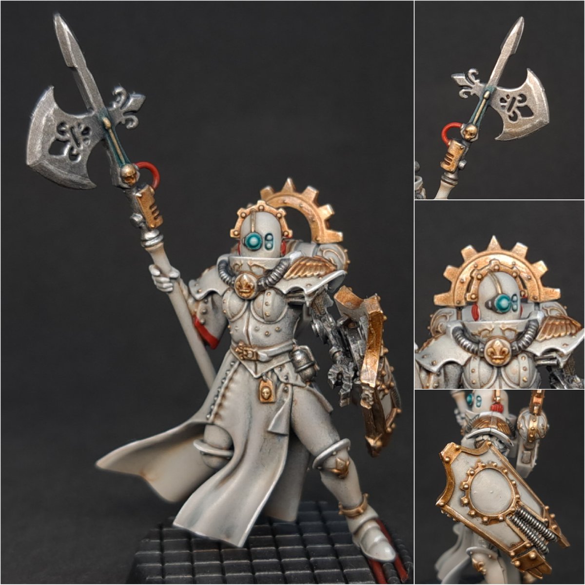 DumbRobotStuff's tweet photo. Finished my sisters of battle kitbash for a challenge on instagram 

From the Order of the Cog-Toothed Crown, a minor order from a convent on a forgeworld. Worshiping the omnissiah aspect of the emperor and revering his divine machinery https://t.co/kYUs23cFfX