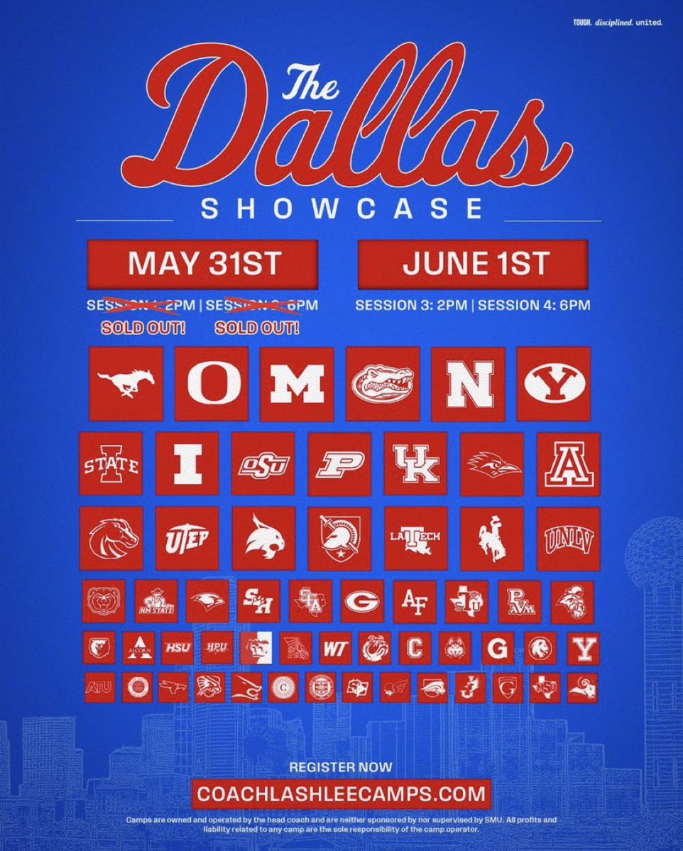 thecashclark's tweet photo. I will be at @SMUFB Camp Tomorrow Session 1 at 2pm @Coach_DeLay @CoachC_Osunde @CoachJ_O @coachphilvc https://t.co/CFYKWc6Llb