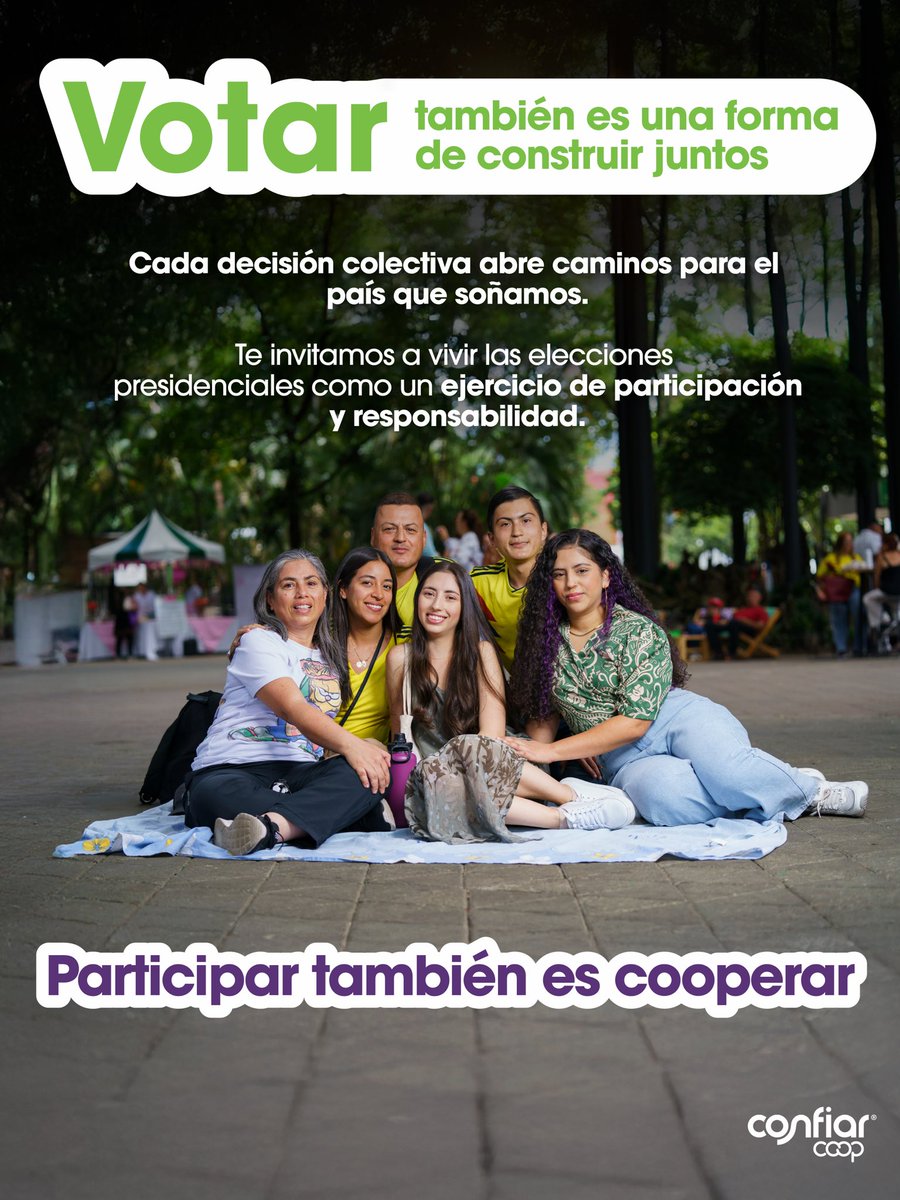 CONFIARCoop's tweet photo. Votar también es una forma de construir juntos.

Cada decisión colectiva abre caminos para el país que soñamos.

Porque la democracia se fortalece cuando las personas se involucran, conversan y hacen escuchar su voz.

Participar también es cooperar. https://t.co/00mX4KCOFF