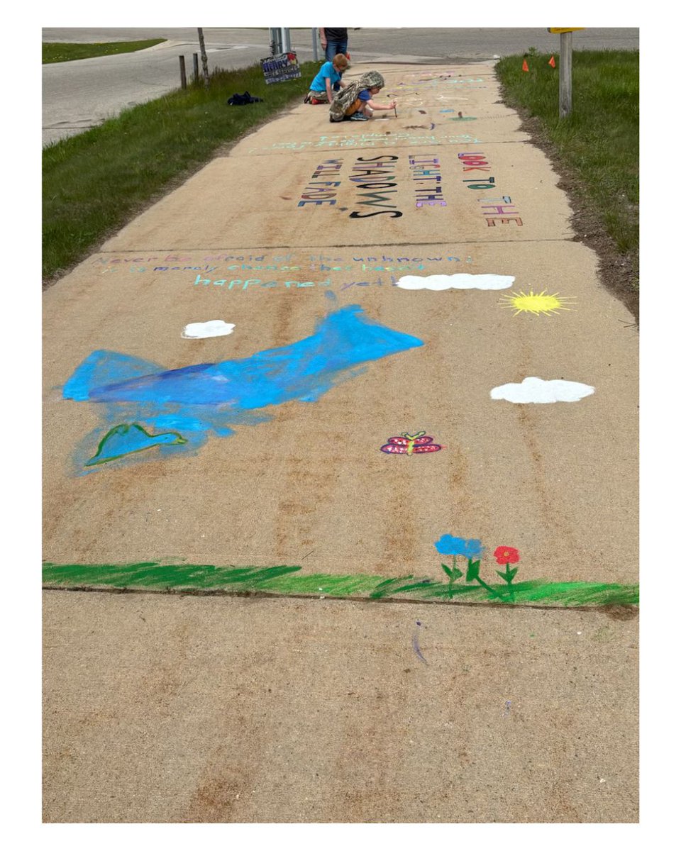 poetryproject08's tweet photo. I am excited to announce a collaboration with the City of Beaverton in Michigan, who have used words from the project in a creative way to paint the footpath and make it look beautiful! A huge thank you to Tiffany, Mary, Michael, and everyone involved who made this happen. https://t.co/BsbtGkOeuB