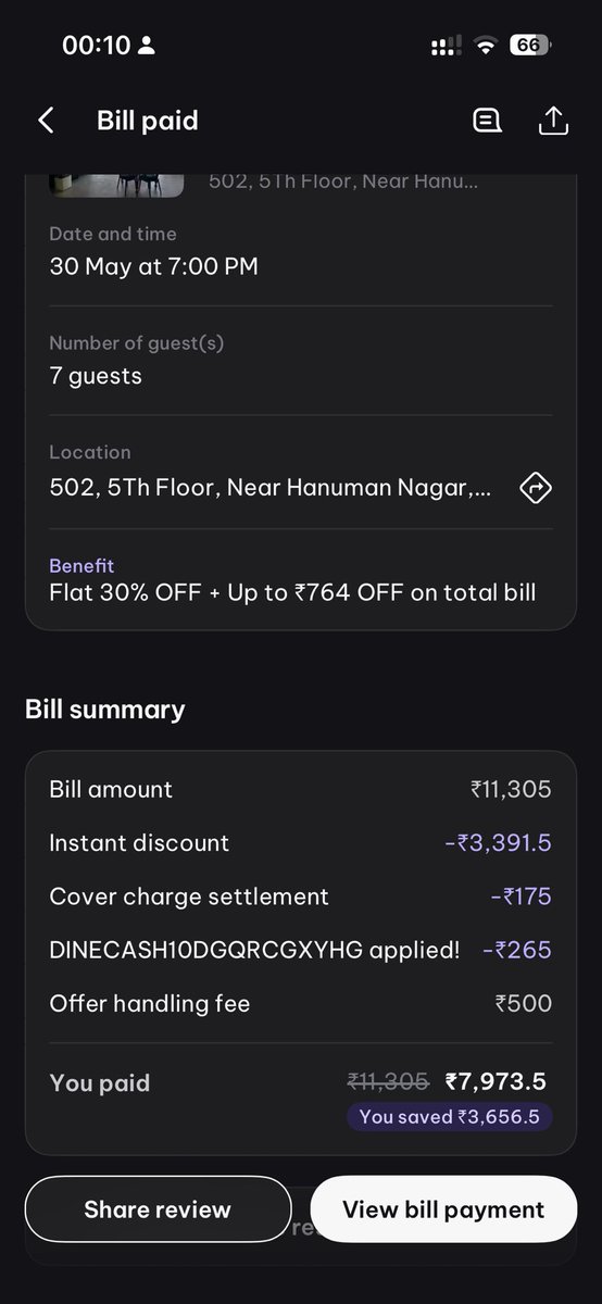 chawlaroshan's tweet photo. @district_india @zomato @zomatocare i booked table thru district n noticed offer handing charges of ₹ 500. I want to know for what it is charged. Where is it written? Last week also i went out. On what basis it is charged and on what basis the amount is set ? Refund if possible. https://t.co/TMfuJCDAtL