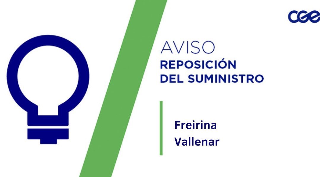 CGE_Clientes's tweet photo. Informamos a nuestros clientes de los sectores de Rutas C-46, C-468, Atacama, Chañarcillo, Agua Salada, comunas de #Freirina y #Vallenar, la normalización del servicio. Verifica tus automáticos, si continúas sin energía, comunícate con tu número de cliente a nuestros distintos canales de atención 📲 y te ayudaremos a solucionar el problema.