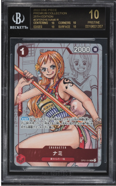 Crypto_Picture's tweet photo. I just picked this up #ONEPIECE 
TBH did I over pay maybe, but it is a POP 2 Black label #NAMI Time will tell. $990 USD for a pop two #Beckett BL. I'll take it https://t.co/zQrgIhm5jH