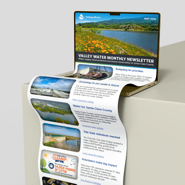 valleywater's tweet photo. From water supply updates to flood protection and volunteer impacts, our latest newsletter highlights how Valley Water is working to protect our community’s water future.

Read the latest newsletter: https://t.co/FmIwuXzPdz https://t.co/bN3ggR6UOI