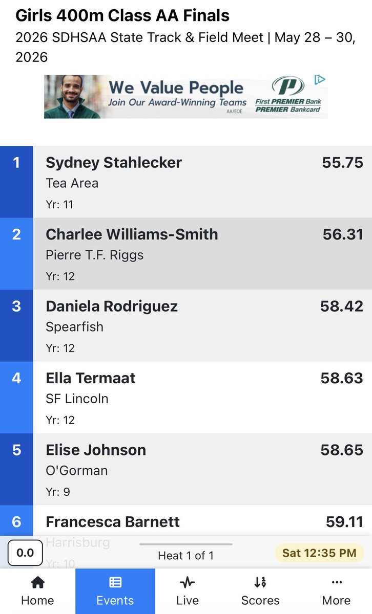 PierreGovsTF's tweet photo. It’s a runner-up finish for Charlee W-S in the 400 m dash at the State Meet! Great work Charlee! Her EIGHTH race is coming up! https://t.co/KypYzHR0bm