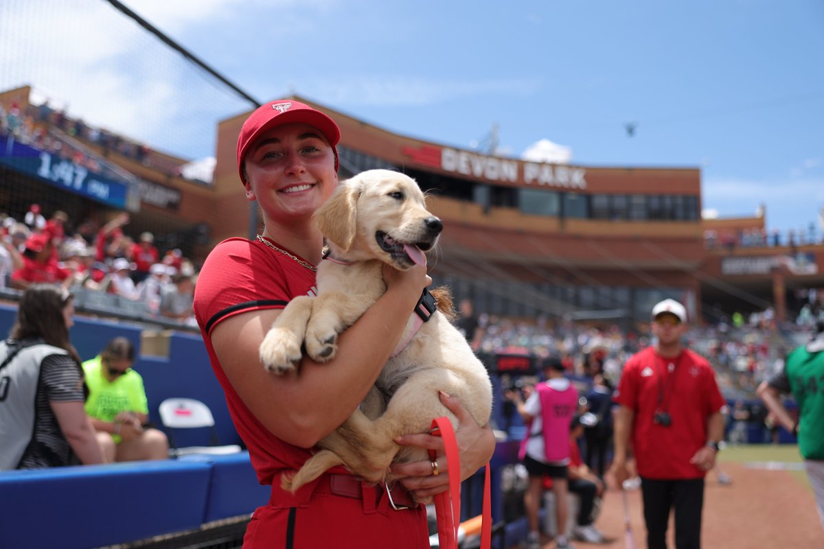 SoftbalAmerica's tweet photo. Peanut is the real star of the Women's College World Series ⭐️🥜 https://t.co/kMvxMraOTL
