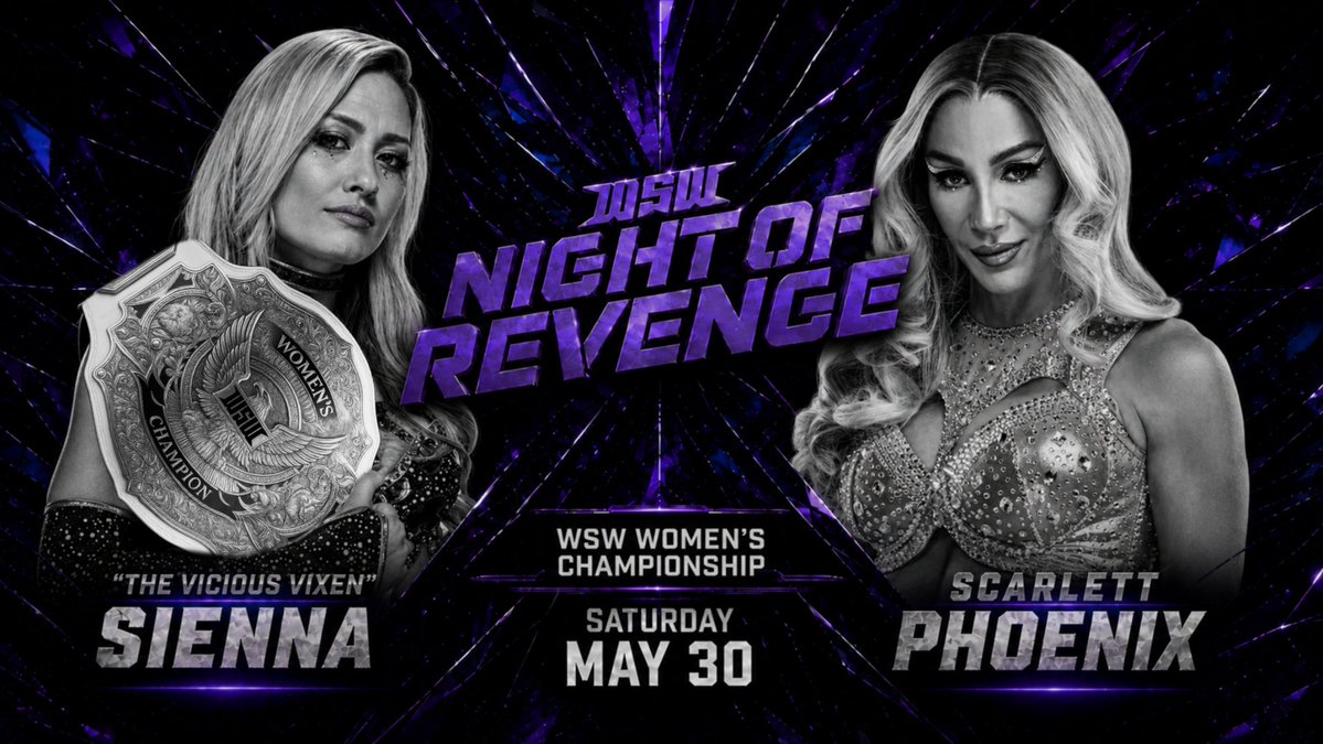 WSWFederation's tweet photo. The WSW Women's Championship takes center stage as the dominant titleholder, @WSWSienna, defends her throne against the blazing momentum of @PhoenixWSW. https://t.co/yIMe4Mg8ph
