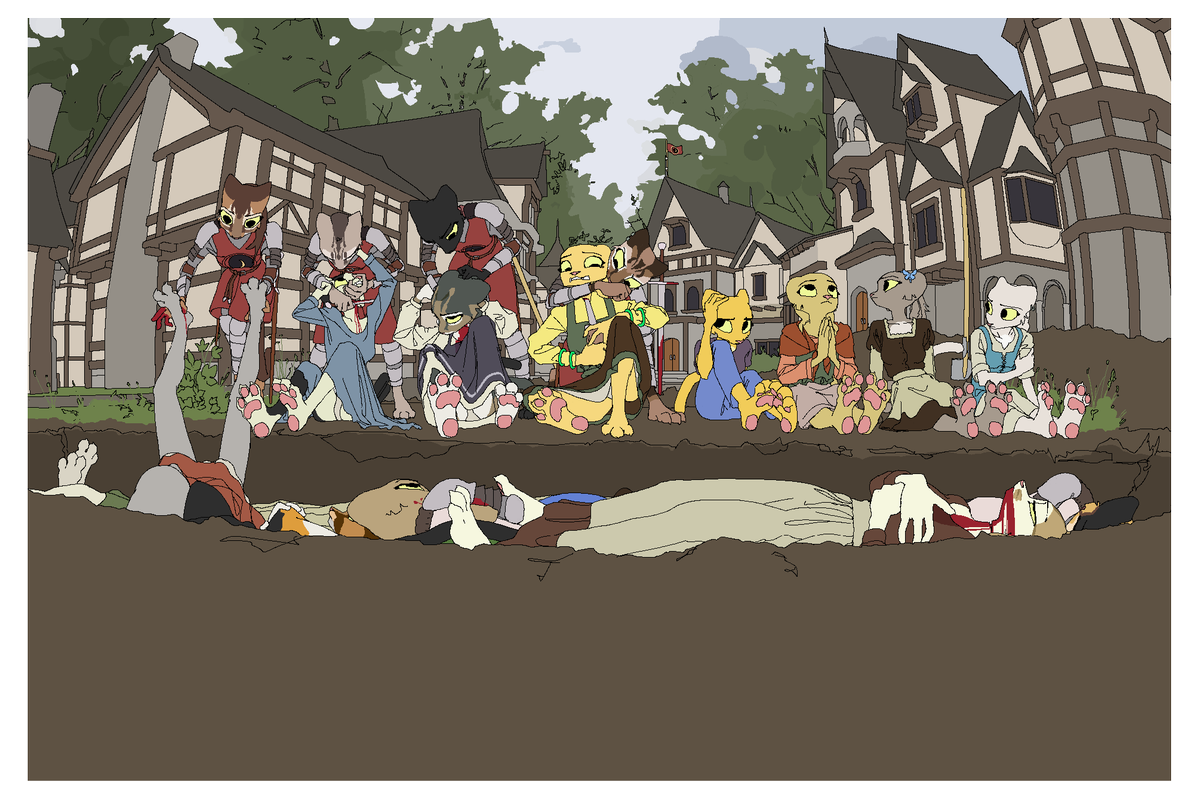 lavtap's tweet photo. Warning: Blood and Violence.

I experiment with a lot of themes and such. Oblivion mass executions and i thought i would take a shot at it.  

Maybe more in the future? I dunno. 

#Prequeladventure #furryart #khajiit #paws #feet #Katia #snuff #katiamanagan #rajara #nsfw #kvatch https://t.co/ZRsgt554bU