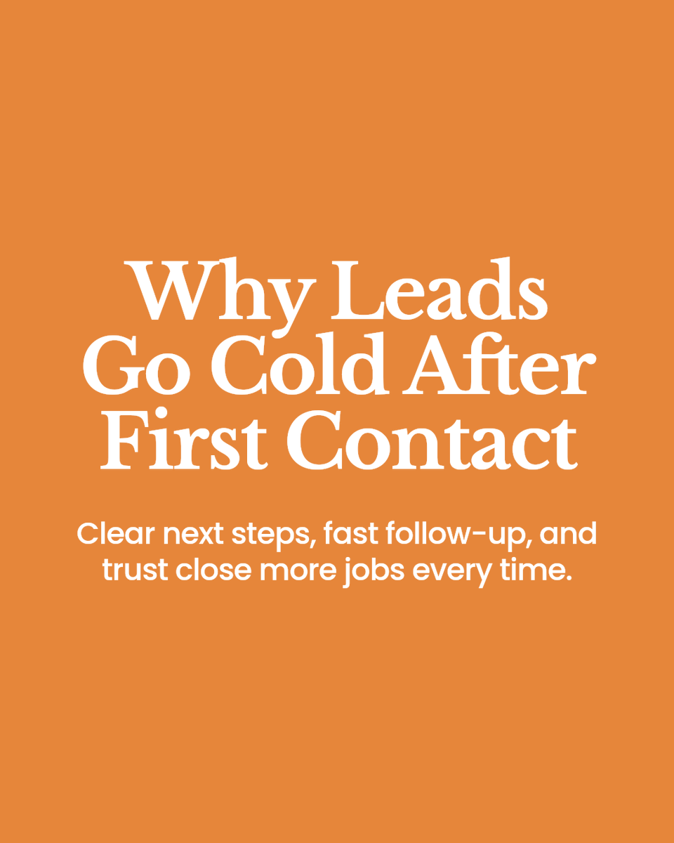 Buildingbizness's tweet photo. Leads go cold after first contact for a few quiet reasons: unclear next steps, slow follow-up, or low trust. Fix those, and more jobs close. Ready to book more work? https://t.co/e6s8G6N7yl