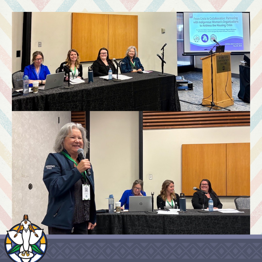 _ONWA_'s tweet photo. ONWA members BRAWC, Georgian Bay Native Women’s Association, &amp; Hamilton Native Women’s Centre led a break-out session, From Crisis to Collaboration: Working in Partnership with Indigenous Women’s Organizations to Address the Housing Crisis, at the 2026 OMSSA Exchange Conference. https://t.co/O17dRAiLdC