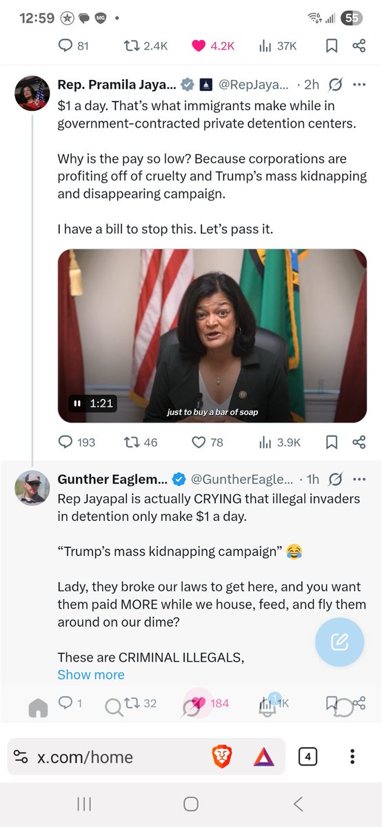 CrosslandCal's tweet photo. @RepJayapal You forget to pay your bot farm for likes? https://t.co/g2SIUWPA5v