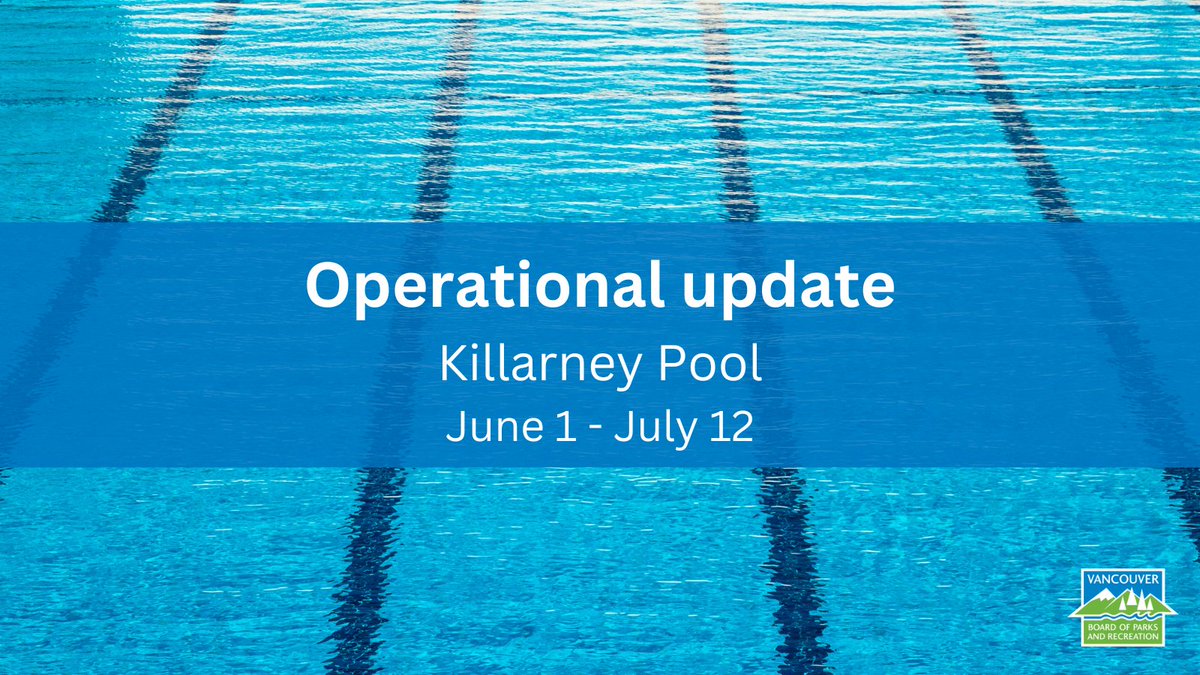 ParkBoard's tweet photo. Operational Update: 

Killarney Pool will be temporarily closed for annual maintenance from June 1 to July 12. 

We appreciate your patience! 

Check out nearby pools on our website: https://t.co/SoIotwnOZn https://t.co/LvWSwWz2Lo