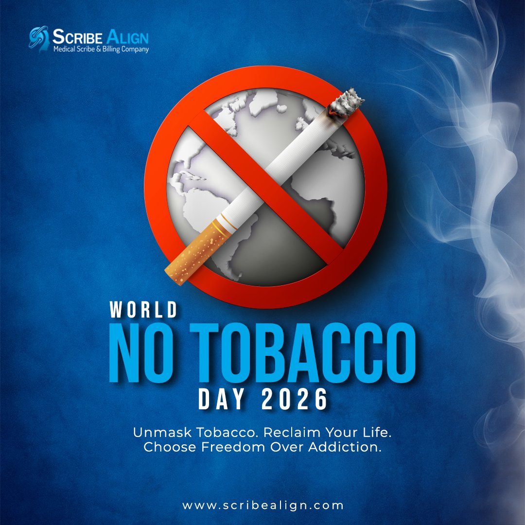 ScribeAlignLLC's tweet photo. World No Tobacco Day!
Unmask Tobacco. Reclaim Your Life. 
Choose Freedom Over Addiction.

.
.
.
.
.

#WorldNoTobaccoDay #WNTD2026 #TobaccoFree #QuitSmoking #NicotineAwareness #HealthyLiving #MentalHealth #Wellness #StopSmoking #PublicHealth #Scribealign #scribealignmedicalbilling https://t.co/TZJNckwYNj