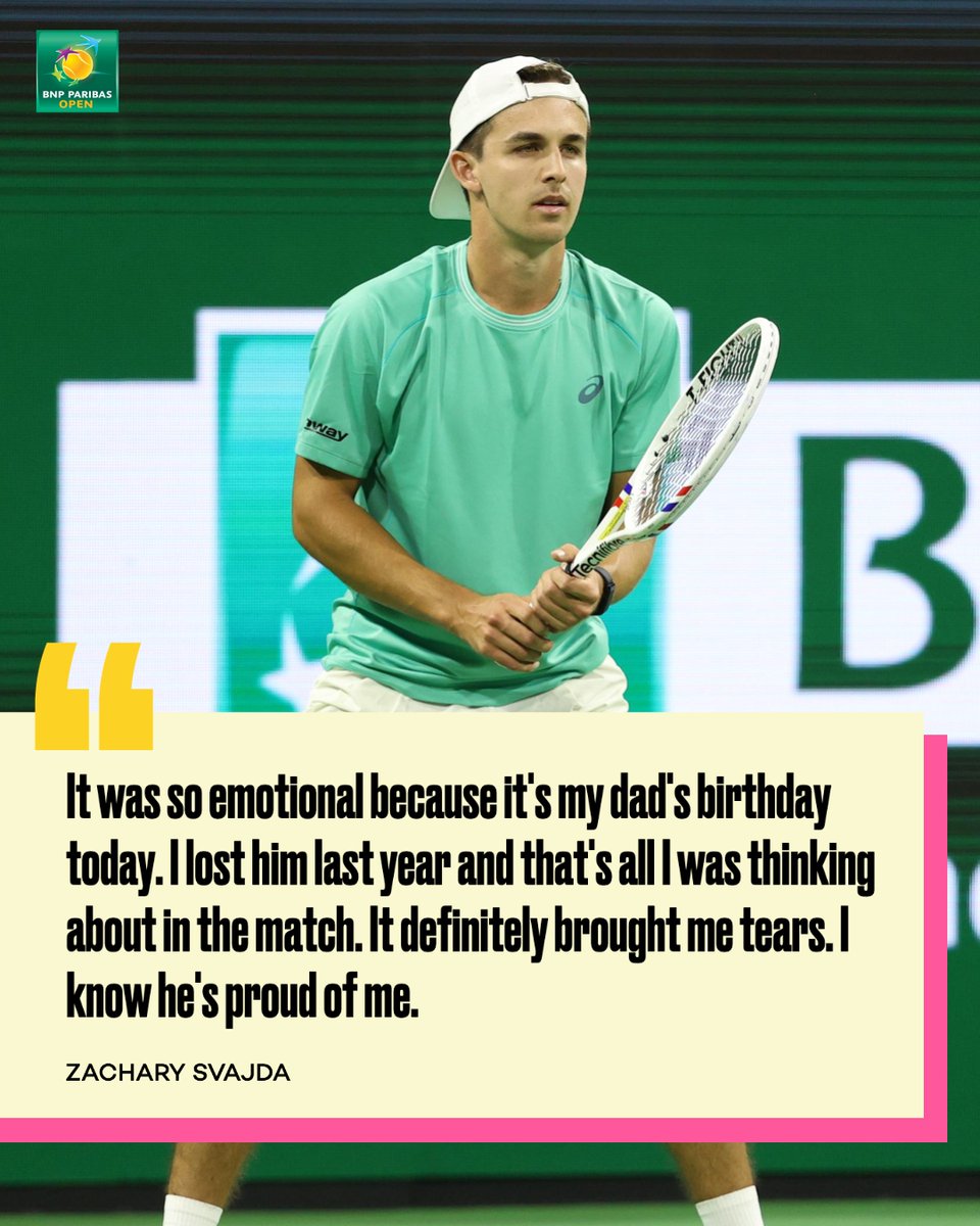 BNPPARIBASOPEN's tweet photo. He's so proud ❤️

@zach_svajda reaches the second week at a Grand Slam for the first time at @rolandgarros.

#TennisParadise https://t.co/BP8kR1BkNg