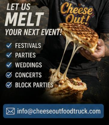 CheeseOutAZ's tweet photo. 🧀🌼 Gooey grilled cheese. Good people. Great events.

Cheese Out is ready to cater your weddings, festivals, concerts, parties, and neighborhood celebrations 😎

Comfort food that keeps the crowd smiling ✨

📧 info@cheeseoutfoodtruck.com https://t.co/YqgDJ3JfVc
