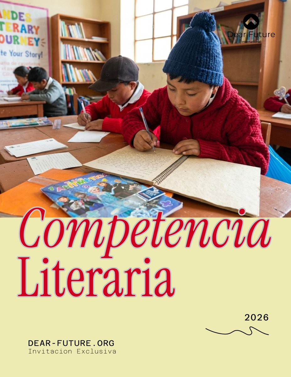 dearfutureNGO's tweet photo. 🌍📚 ¡Buscamos jueces para la Competencia Literaria Querido Futuro 2026!
Tema de este año: ✨ “El cambio que quiero ver” ✨
Ayúdanos a impulsar las voces de jóvenes de Perú, Uganda, Jordania y más. 💛
📩 malala@dear-future.org https://t.co/YaQQpf6J9B