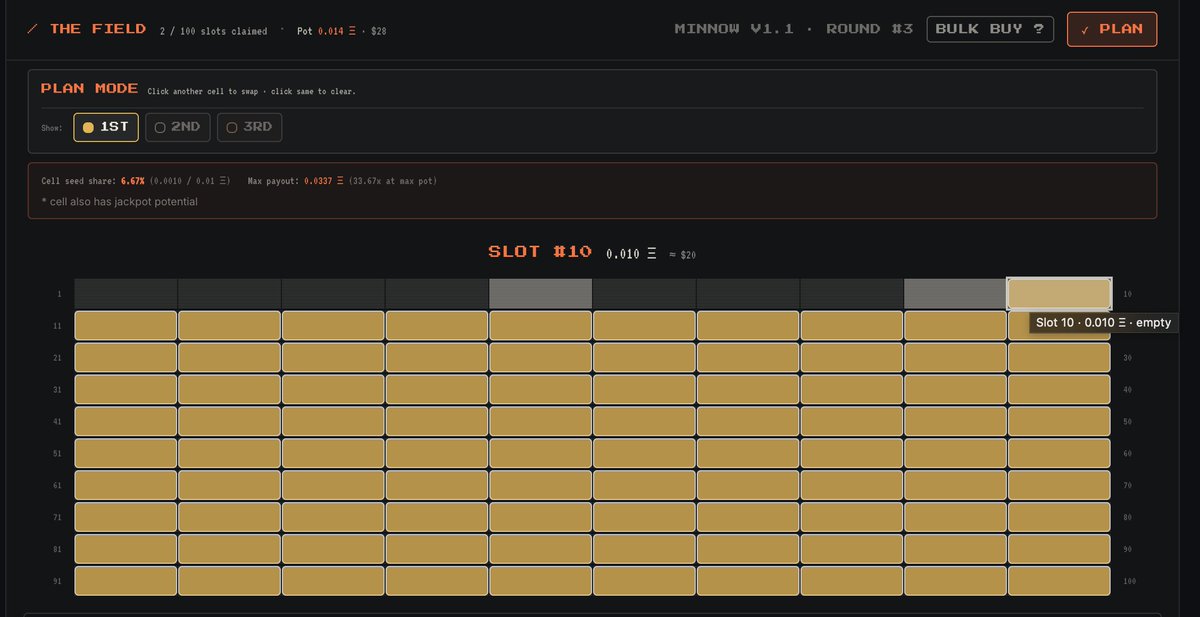 BurnTokenDotNet's tweet photo. Remember to use "Plan Mode" (top right in this shot)

It will show you what random number will win for you.
(If no-body boxes you out!)

we are 0.001 away from completing the first ever seed round BTW?! https://t.co/rUHz8t870h