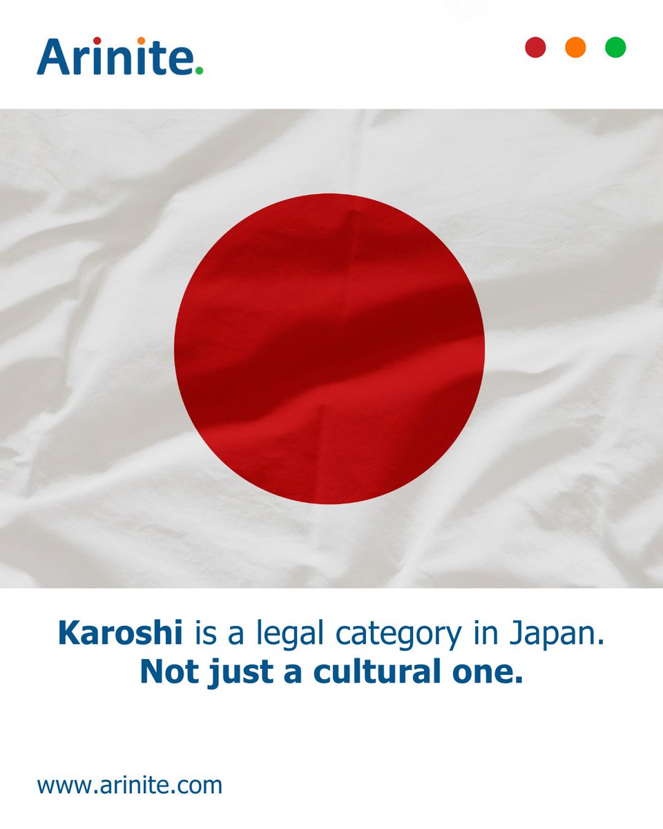Arinite's tweet photo. Karoshi has a legal threshold in Japan. Cross it, and the law presumes the work caused the death.

Book your free gap analysis call at https://t.co/RniObLP1GK

#OfficeHealthAndSafety #InternationalCompliance #WorkplaceWellbeing https://t.co/MmLt4fZzs9