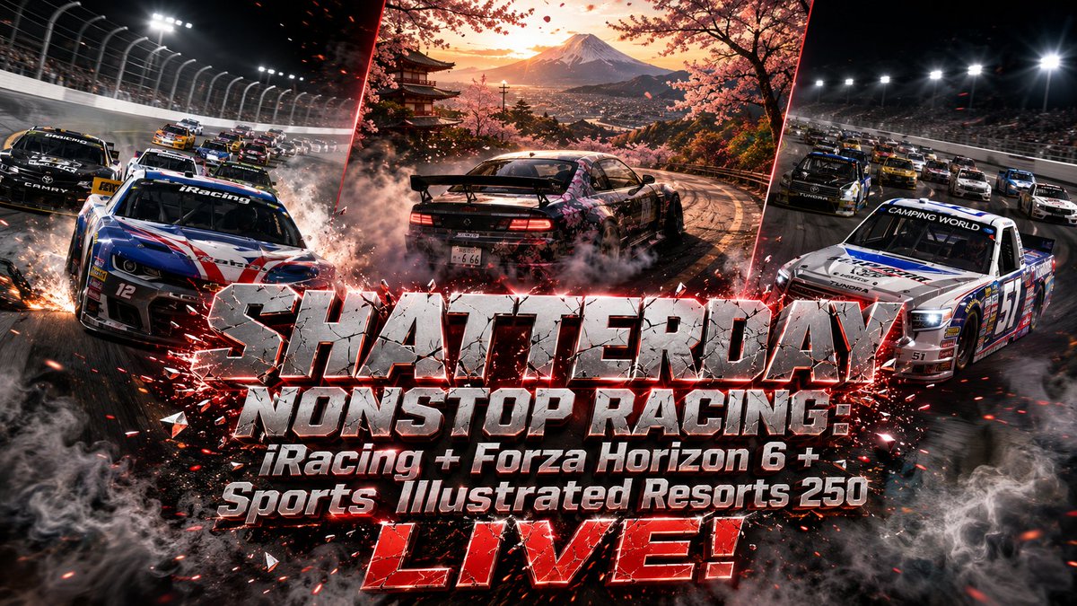 HELLKATMAVRICK's tweet photo. ๐๐ฅ SHATTERDAY SPEED FEST: iRacing + Forza Horizon 6 + Resorts 250 Coverage LIVE!
https://t.co/L0Vj9pplr8
#Shatterday #Resorts250 #Hellkatmavrick @GamingOnRumble @MasteringRumble @GetWetSports https://t.co/BecINf5mGQ