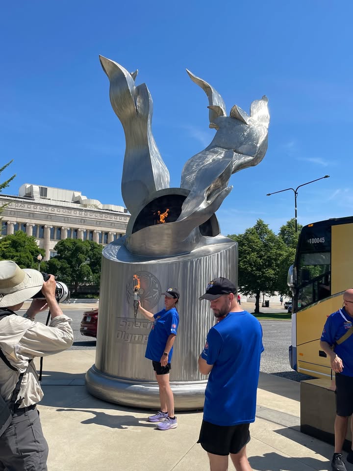 2026USAGames's tweet photo. The Flame of Hope is on the move!
Law enforcement heroes are carrying the torch across the country with athletes to MN, united in one powerful mission: celebrating the courage, heart, and determination of Special Olympics athletes. 

See the route here: https://t.co/UGbC7lp3bK https://t.co/60Hs4j6kAM