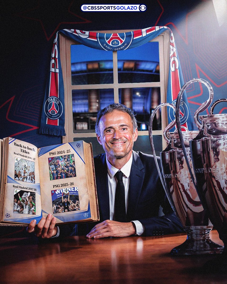 CBSSportsGolazo's tweet photo. PSG become only the second side to win back-to-back Champions League titles after Real Madrid 👏 https://t.co/at2dAPEHBk